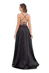GOOSPRAN Women's satinprome Dress Long Train Side
