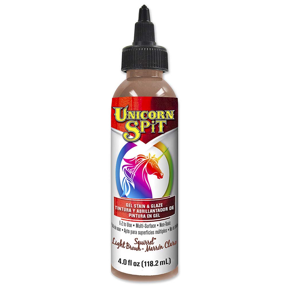 Unicorn SPiT Squirrel Brown Gel Stain Glaze, Vibrant Paint for Wood Projects, Water Based Arts Crafts Colouring on Furniture, 118ml
