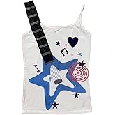 Punk Goth Guitar Graphic Spaghetti Strap Tops Cute Y2K Summer Sleeveless Shirts Fairy Grunge Tank Crop Tees Clothes