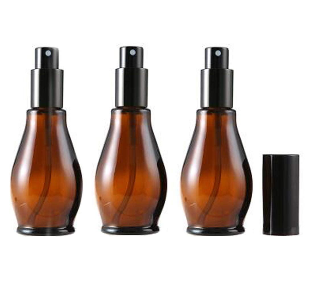 ericotry 3PCS 50ml/1.67oz Empty Refillable Amber Glass Sprayer Bottles Cosmetic Perfume Storage Spray Containers with with Black Atomiser Sprays and Anti-Dust Cap For Essential Oil/Aromatherapy