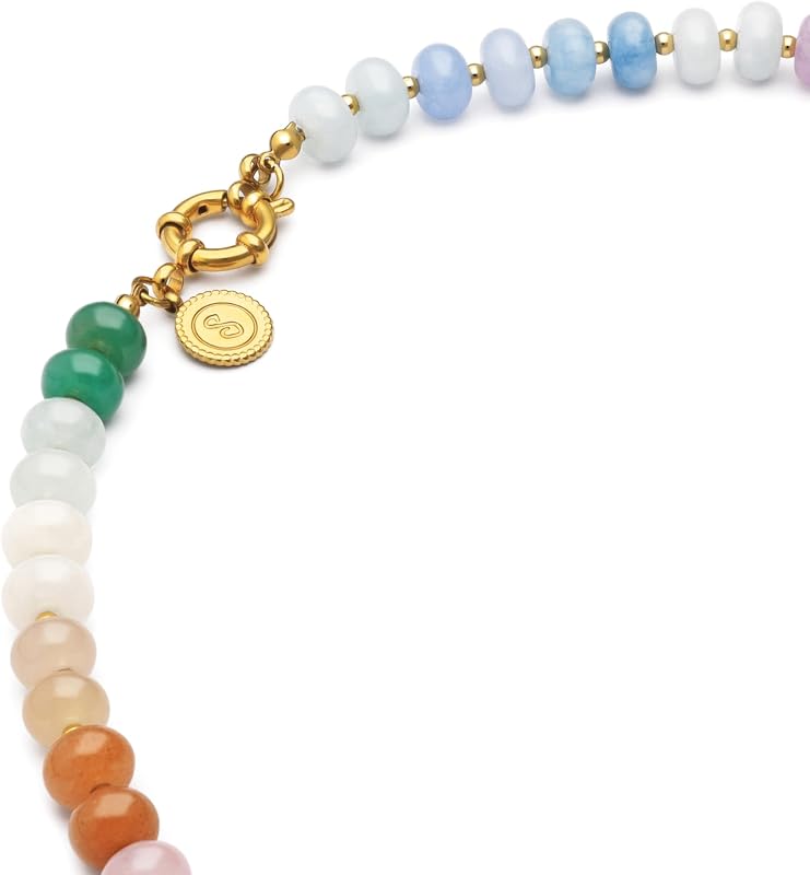 Colar de Pedras de Goma Femininas Aço, Banhado a Ouro