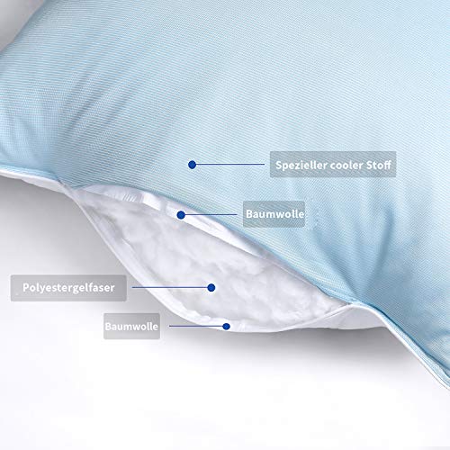 JZS Oreillers de lit rafraîchissants pour dormir, respirants et antistatiques pour cheveux et peau, en coton et oreillers rafraîchissants