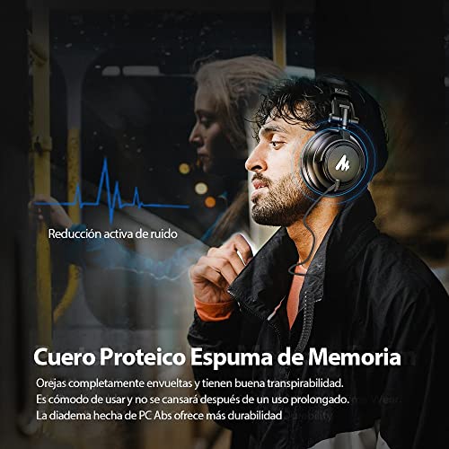 MAONO Audífonos de Diadema de Estudio con Controladores de 50MM AU-MH601 Auriculares de Monitor Estéreo sobre la Oreja para Música, DJ, Podcast (MH601-Negro)