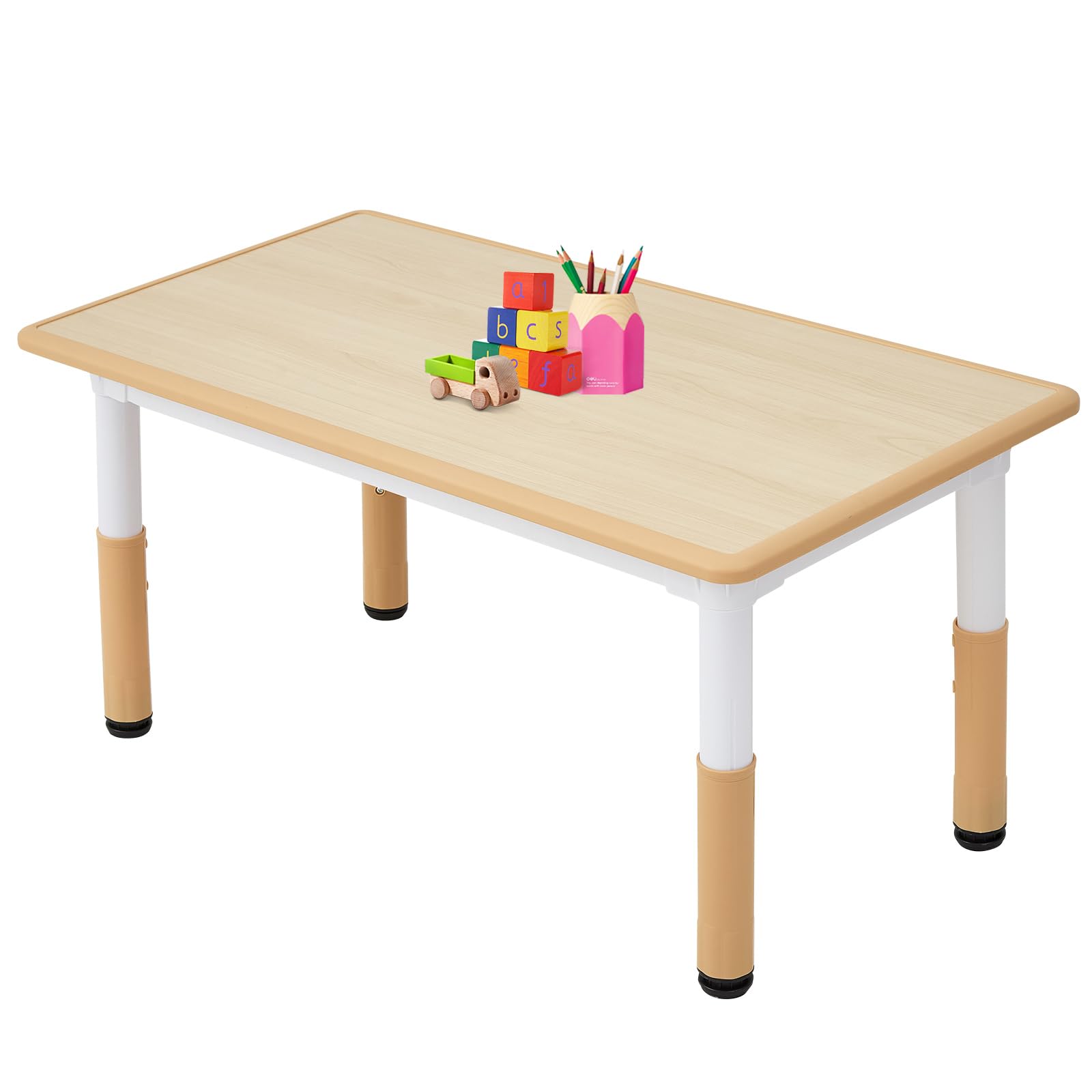Photo 1 of FUNLIO 23.6in*47.2in Adjustable Kids Table, 3-Level Height for Ages 3-8, Easy to Wipe Arts & Crafts Toddler Table for Classrooms/Daycares/Homes, CPC & CE Approved - Natural