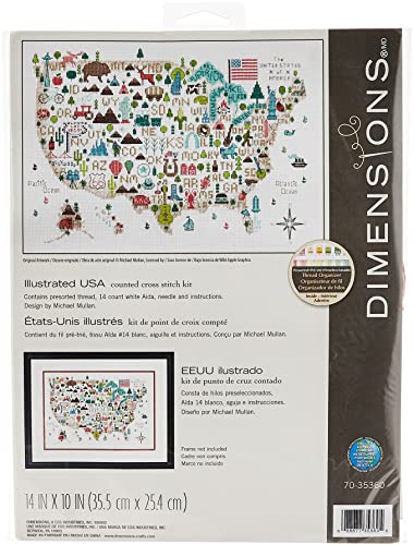 Darice Dimensions 'Illustrated USA' Patriotic 50 States Counted Cross Stitch Ki…