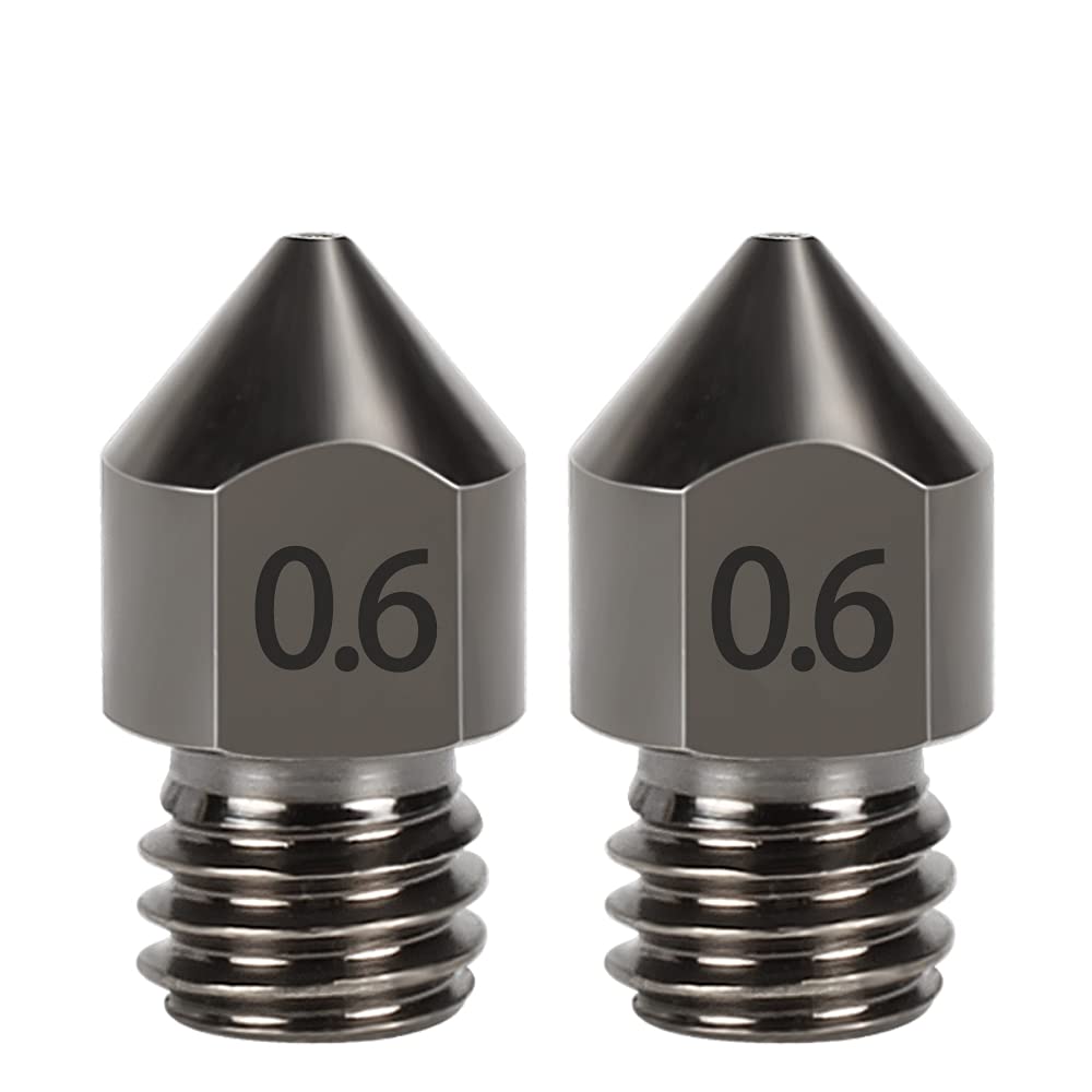 DollaTek 2Pcs MK8 Nozzle Hard Steel 1.75mm Consumables Hardened Steel Wear Resistant - 0.6mm