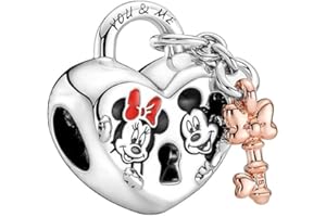 VALGACLS 925 Sterling Silver Family Love Mom Mouse Heart Charms for Bracelets Necklace Valentine's Day Mother's Day Jewelry Charm for Women