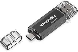 Vansuny 256GB Type C Flash Drive Upgraded 130MB/s USB 3.1 Flash Drive 2 in 1 OTG USB A + USB C Memory Stick with Keychain Dual Type C USB Thumb Drive for Android Smartphones, Tablets, MacBook, PC