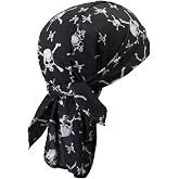 Sweat Wicking Do Rags Skull Caps, Cooling Hip Hop Hat, Beanie Durag Motorcycle Head Wrap Doo Rag Liner for Men Women