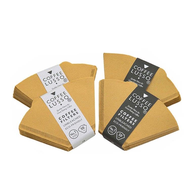 Size 1/No.1/101 Coffee Filter Papers by COFFEE LUSSO, Cone Shaped, Unbleached, Eco Friendly (200)