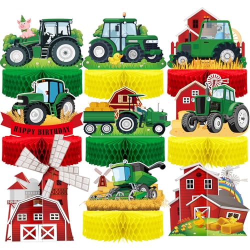 Sureio 9 Pcs Tractor Honeycomb Centerpiece Farm Birthday Party Decor at Amazon