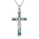 POPLYKE 925 Sterling Silver Cross Necklaces for Women Pendant Christian Jewelry for Women 18"+2" and 20"+2" chain