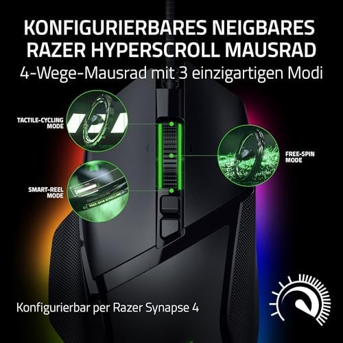 Basilisk V3 35K - Vollständig anpassbare ergonomische kabelgebundene Gaming-Maus - Focus Pro 35K Sensor (HyperScroll Tilt Wheel, 11-Zonen-Beleuchtung, optische Mausschalter Gen-3) Schwarz