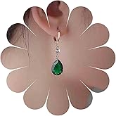 Vacaonio Teardrop Emerald Dangle Hoop Earrings Pear Green Crystal Earrings Emerald Gemstone Drop Earrings Gold Emerald Hoop Earrings Wedding Prom Party Earrings Jewelry for Women