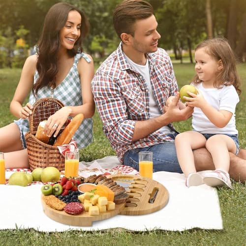 GODREAM Kit Tabua de Frios Petisqueira, com Tábua de Frios, Facas, Garfos, Ideal Para Servir Queijos, Frutas, Aperitivos, Lanches e para Compor Uma Mesa Fria Completa