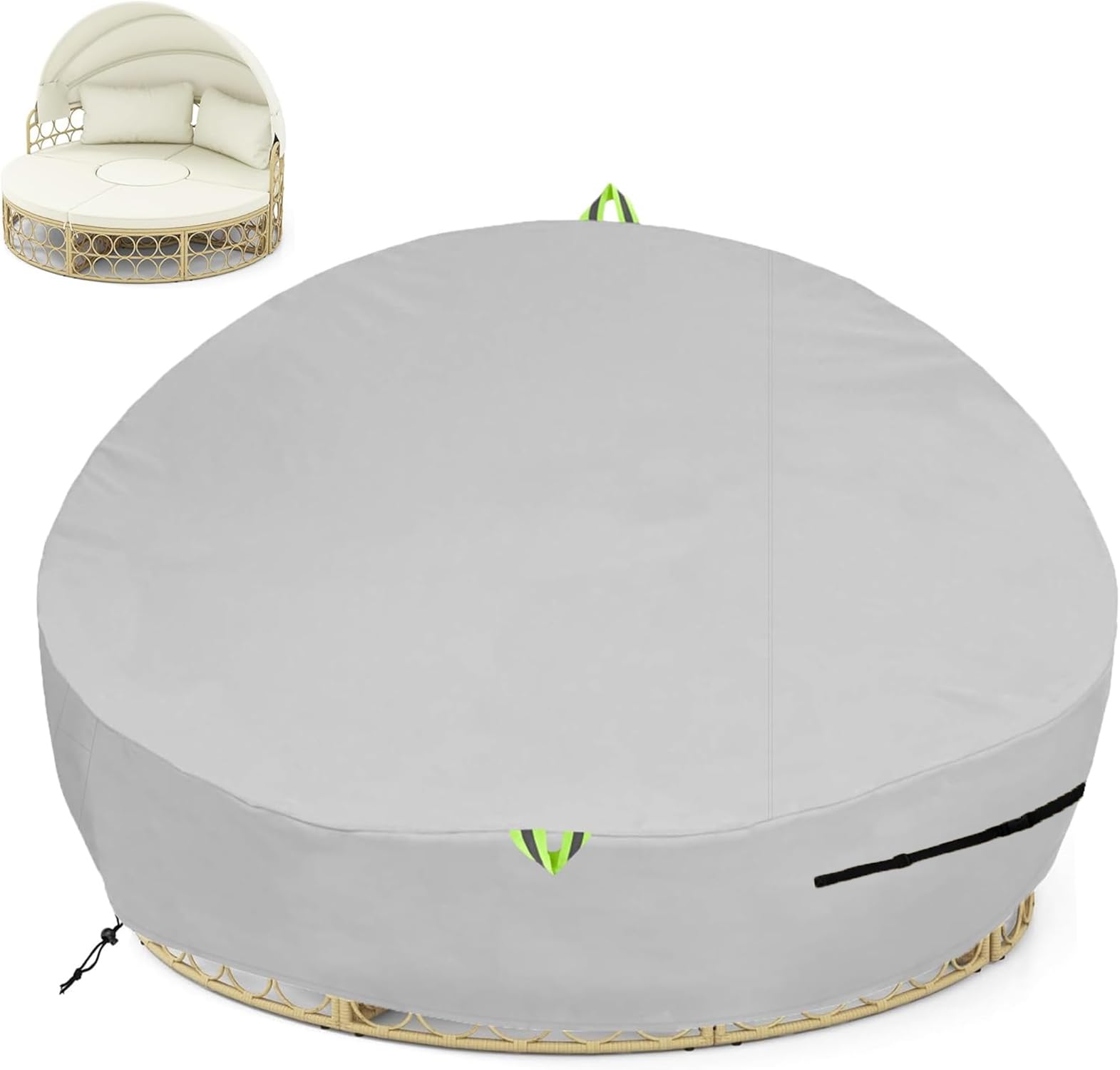 Photo 1 of Outdoor Daybed Cover Waterproof, 600D Round Patio Sofa Cover, Heavy Duty Outdoor Canopy Daybed Sofa Cover - Ø75"X35''/18H