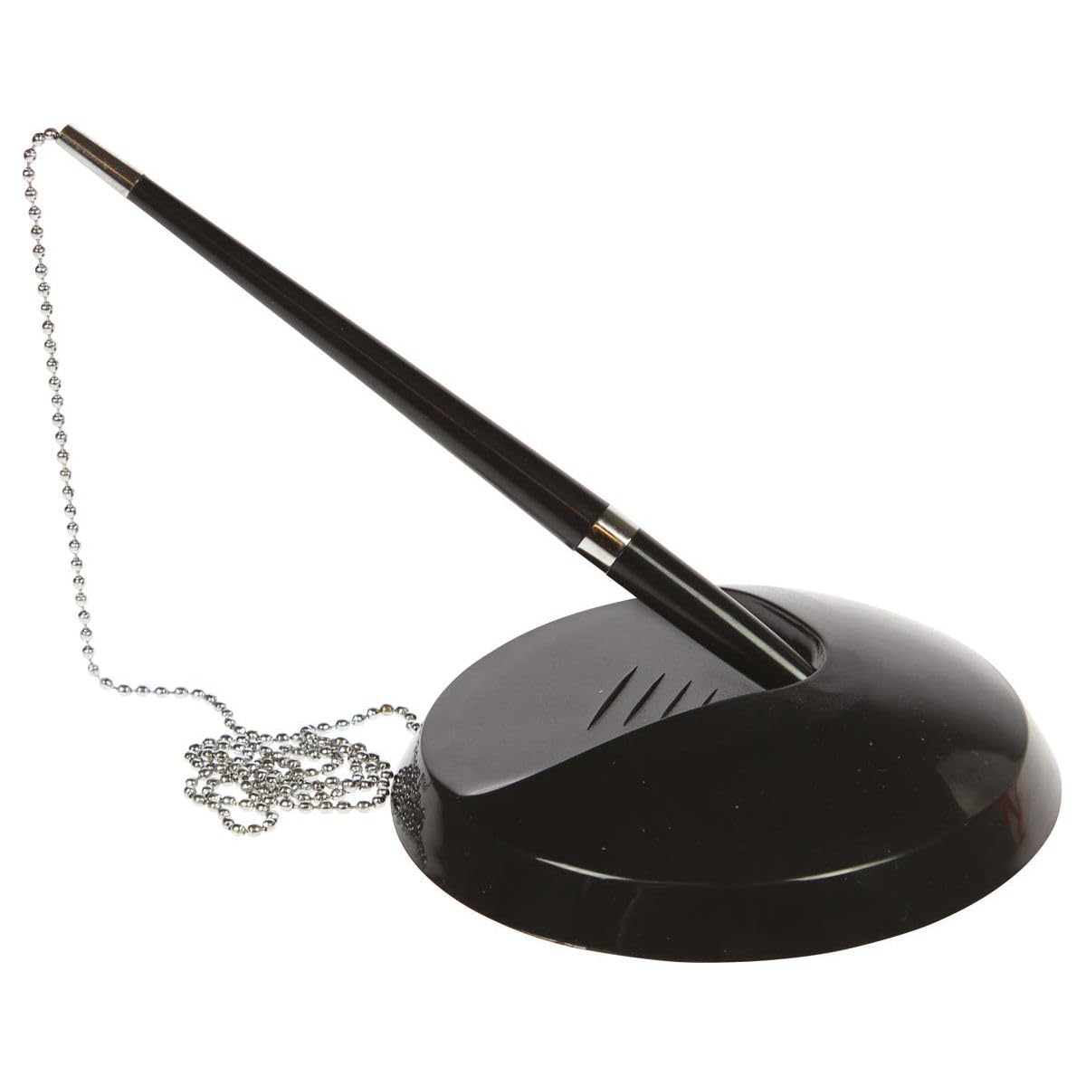 Reception Pen Desk Set On Chain With Stand- Black Counter Pen + Free Refills