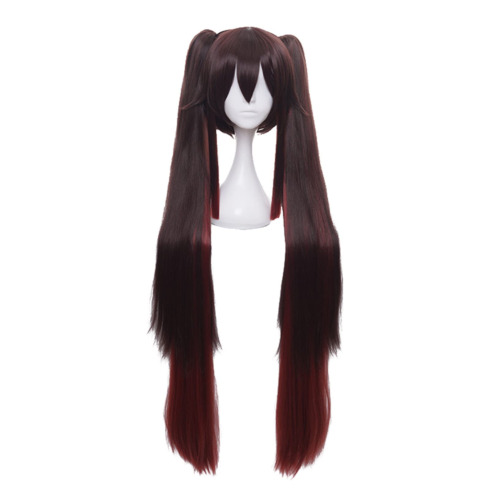 Brown Gradient Red Tiger Clip Double Ponytail Long Heat Resistant Csotume Hairs for Women Comic Con Anime Party Replacement Wigs โ image 1