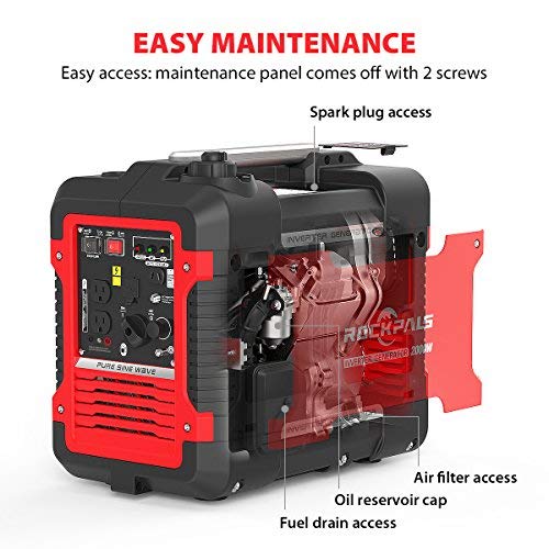 Rockpals 2000-Watt Super Quiet Inverter Generator, 9 Hours Time