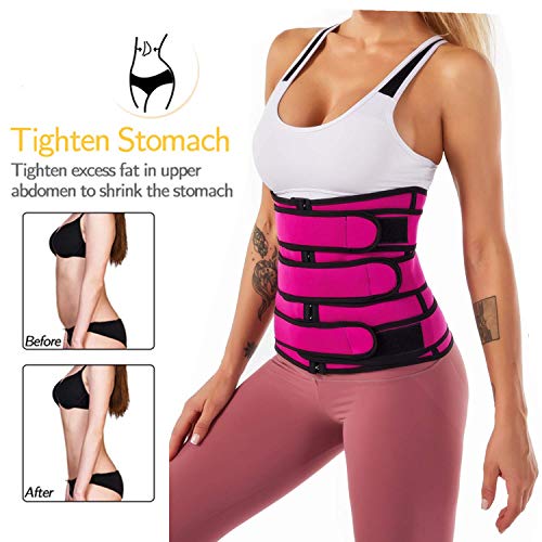 Waist Trainer for Women,Huayuet Waist and Tummy Trimmer Belt Wraps Belly Cincher Rose Red