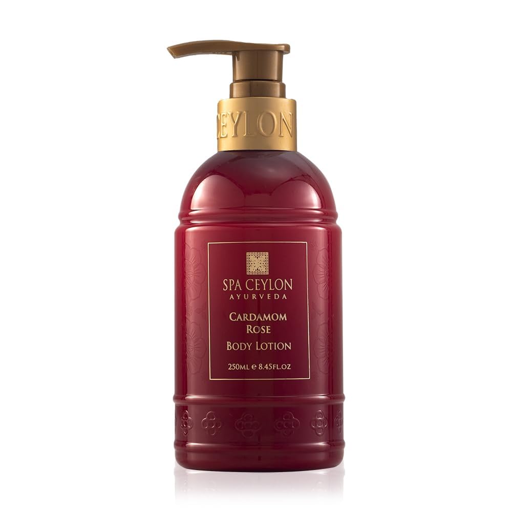 SPA CEYLON Cardamom Rose Body Lotion | Revitalizing Body Cream with Coconut | Almond & Himalayan Rose | Hydrating & Soothing for All Skin Types | Natural | Vegetarian & Ethical