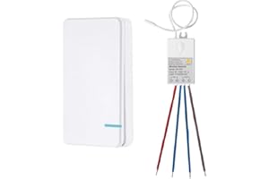 Thinkbee Mini Wireless Lights Switch Kit, No Wiring Quick Create or Relocate On/Off Switches for in-/Outdoor Lamps up to 1000