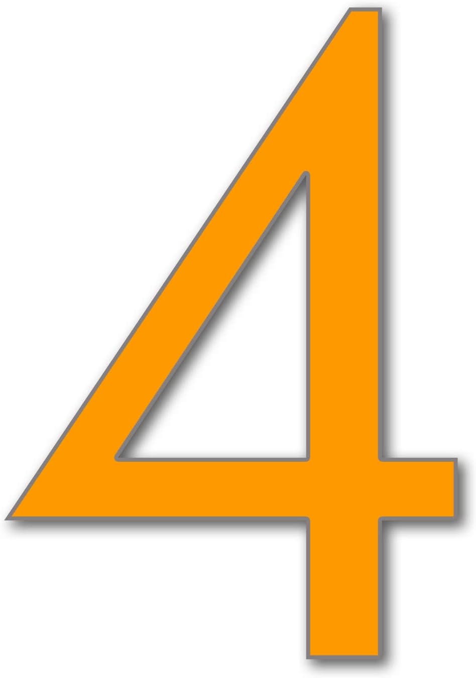 Address Signs - House Number 4 FUTURA Door Numbers 3 Sizes (15, 20, 25cm / 5.9, 7.8, 9.8in) Modern Floating House Number Acrylic incl. Fixings Easy to See, Colour:Orange, Size:25cm / 9.8'' / 250mm