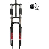 CDHPOWER 26" Bike Suspension Fork Double Shoulder 1-1/8" Threadless | Aluminum 28.6mm Straight Tube, Triple Tree, Disc Brake Bracket