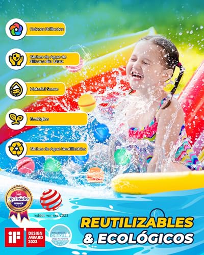 KOKODI 16pcs Reusable Water Balloons with Magnet,Soft Silicone Quick Filling,Water Games for Kids,Swimming Pool and Beach Toys Summer Outdoor for Kids and Adults,Classic Model