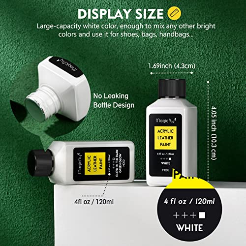 Magicfly White Leather Paint(120ml/4 fl oz each), Leather Paint for