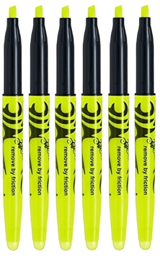 PILOT Frixion Light Yellow Highlighter Pens Erasable Hi-Lighter Pens 4 mm Chisel Nib - Remove by Friction-Sw-FL (Pack of 6)