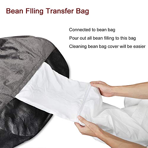 MFTEK Bean Bag Chair Cover Only, Large Washable Memory Foam Furniture Bean Bag with Wash Bag, Without Bean Filling, 43.3’’×43.3’’×47.2’’ (Gray) - Thumbnail 3