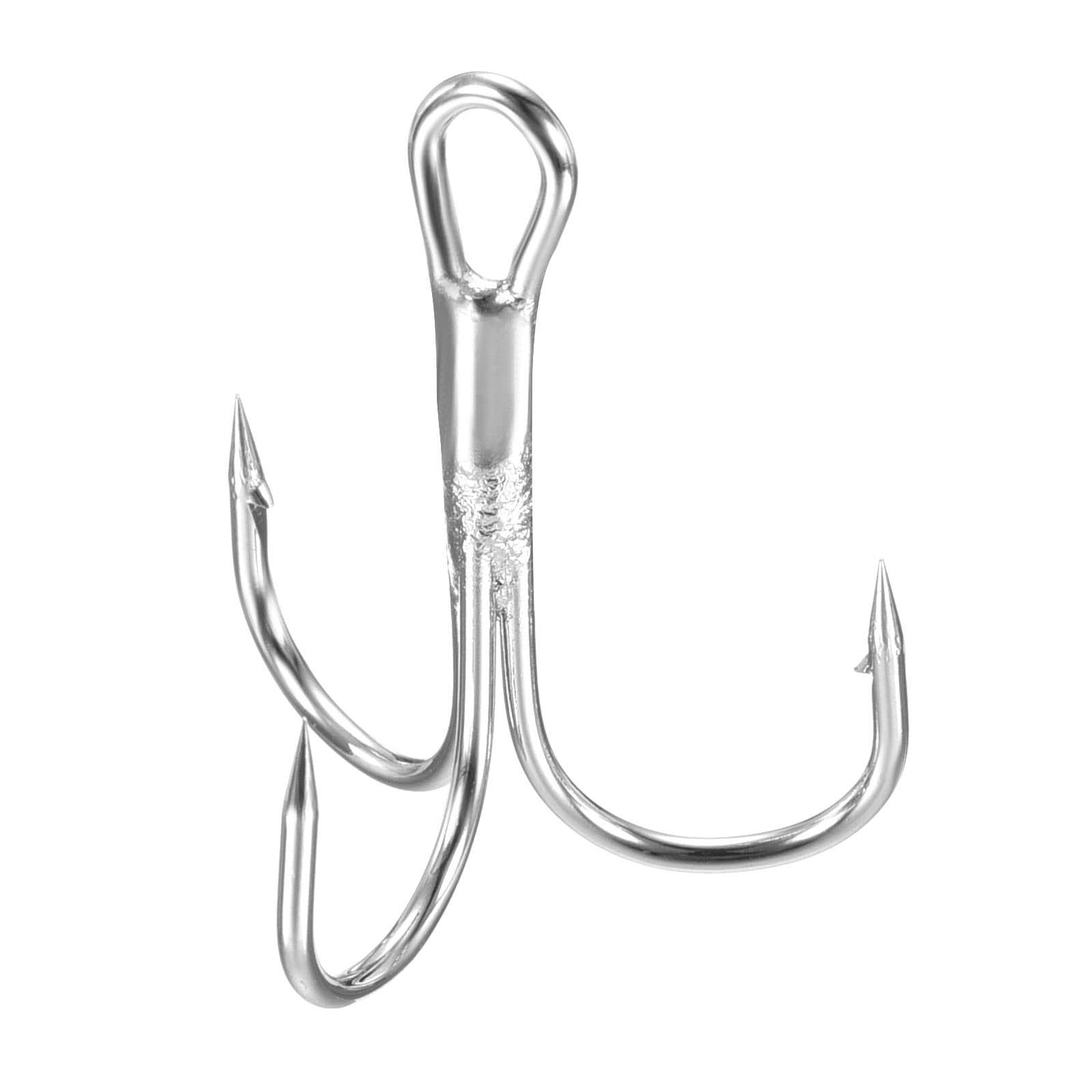PATIKIL 1# Treble Fish Hooks, 20 Pack 1.18"" L Carbon Steel Sharp Round Bend Hook Triple Barbed Hook for Freshwater Saltwater, White