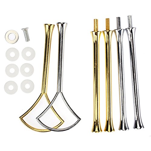 Click Here to See More Images LN Shop Cake Fruit Heavy Metal Stand Fan Shape Handle Fitting Hardware Rod 3 Tier 14 ( Golden )
