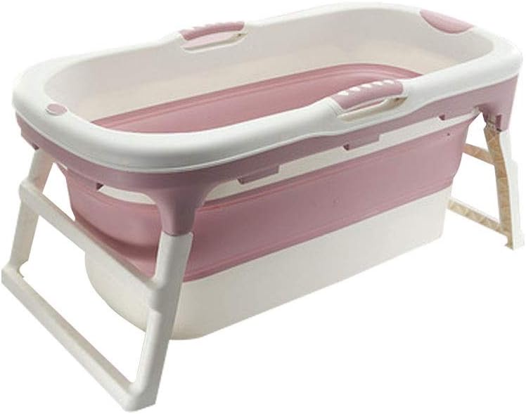 BNSDMM Bathtub-collapsible Adult Bath Barrel Adult Bath Barrel Body Household Bath Barrel Children Increase Plastic Bath Bath Cylinder (Color : Pink, Size : No cover)