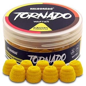 Haldorado Appât De Pêche à La Carpe Tornado, Appât Pour Fumer Ou Saigner, Forme Spéciale, 100 % Biodégradable, 12 Mm De Large Et 11 Mm De Long, N-butyric + Ananas, Jaune