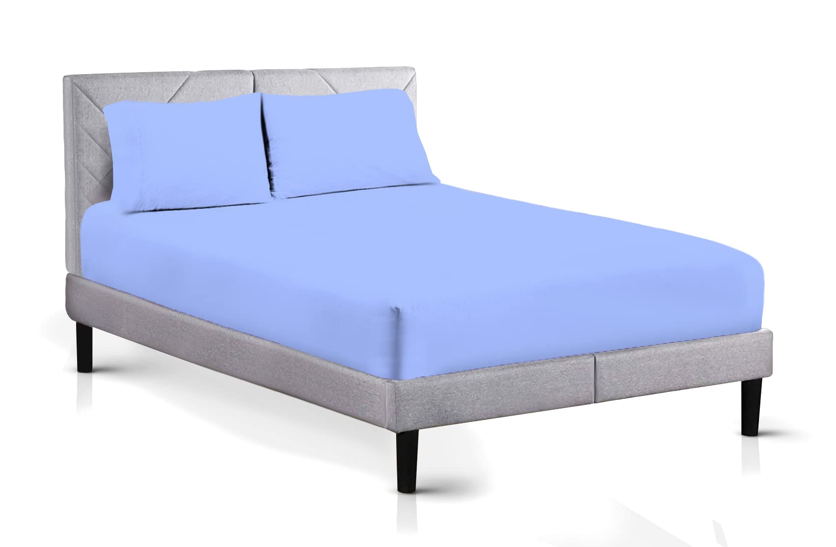 A ATH COLLECTION 300 Thread Count Egyptian Cotton Fitted Sheet 30 CM/12 Inch Extra Deep Pocket, Hotel Quality Cotton Soft, Fade & Wrinkle Resistant Fitted Bed Sheets (Double, Blue)