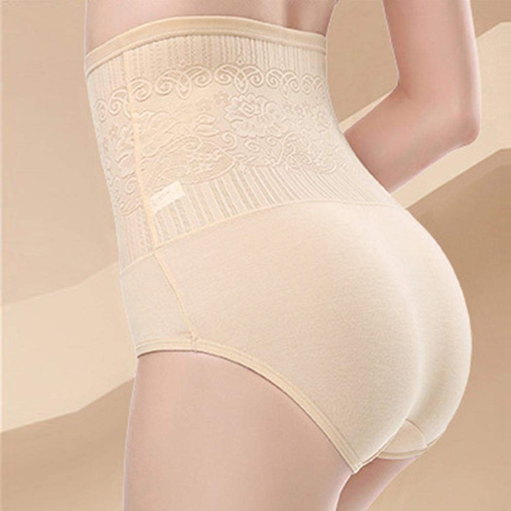 Weform Women Ladies Tummy Control Underwear Brief High Waist Tummy Control Breathable Stretch Slim Body Shapewear Briefs Nude