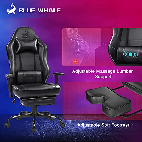 Blue Whale Massage Gaming Chair High Back Racing PC Computer Office