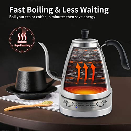 Gooseneck Electric Kettle Cusimax Coffee Kettle Tea Kettle Pour Over for Drip, 1000W with 6