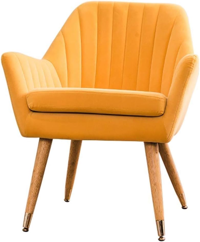 H-Vanity Dressing Table Stool Chairs Solid Wood Dining Chair, Velvet Fabric Lounge Chair, Nordic Single Sofa Chair, Ergonomic Backrest, for Restaurant Bedroom Office Dormitory Balcony