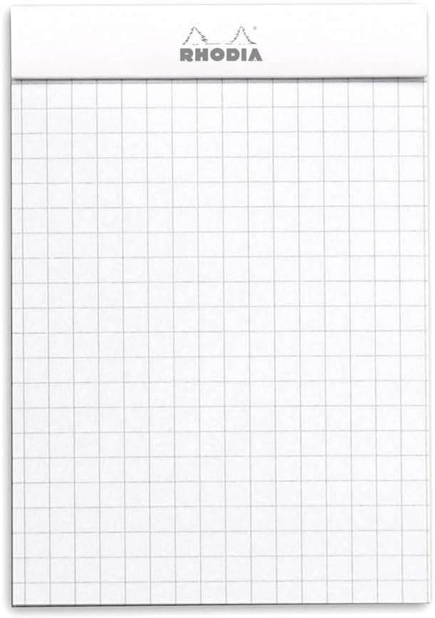 RHODIA 12201C, Stapled Notepad N°12 White, 8.5x12 cm, Small Squares, 80 Detachable Sheets, White Clairefontaine Paper 80 g/m - Image 3
