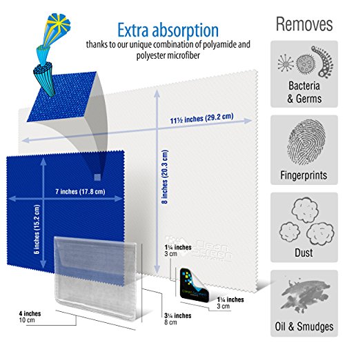 Clean Screen Wizard Lens Cleaning Cloths Electronic Cleaner Micro Fiber Eye Glass Clean Cloths and Lens Cleaner, Lint Free Microfiber and Microfibre Sticker Screen Cleaner for Cell Phones (7 Pack)