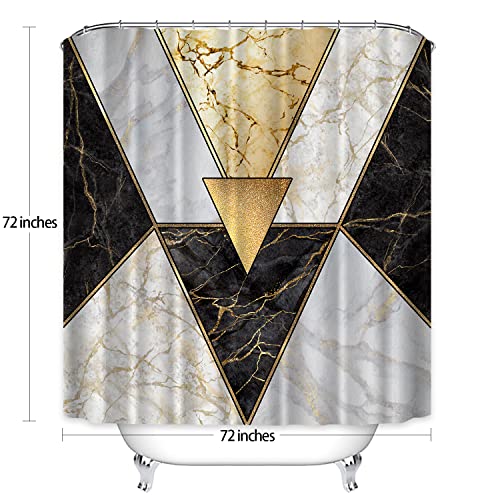 Gold Marble Abstract Shower Curtain, Modern Black Grey White Luxury