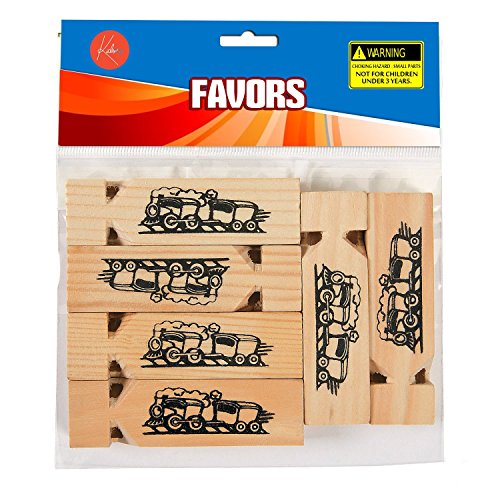 Wooden Small Train Whistles - Pack Of 10 3.5 Inches - Picture Of Locomotive â€“ For Kids Boys And Girls Great Party Favors, Bag Stuffers, Fun, Toy, Gift, Prize, PiÃ±ata Fillers - By Kidsco