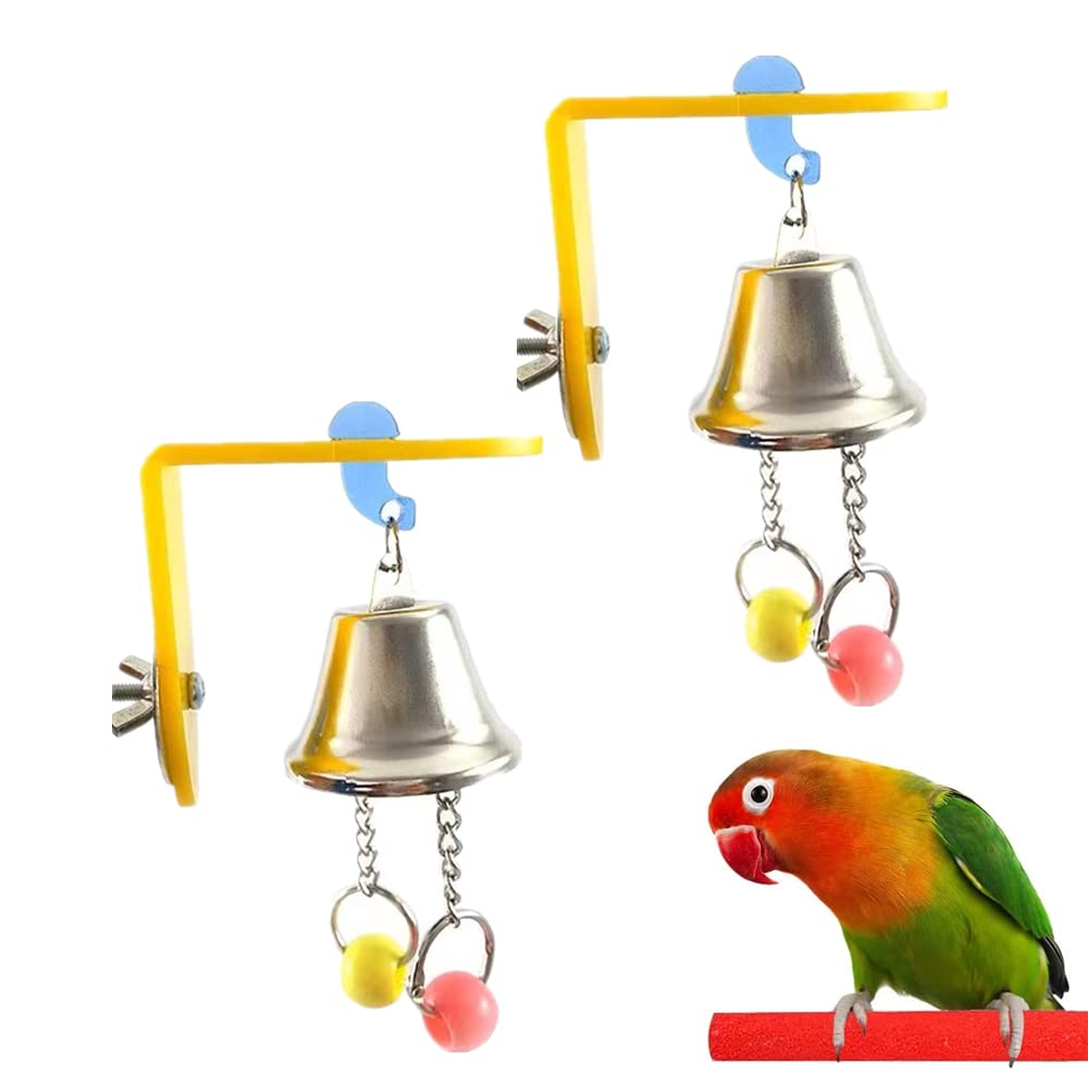 Zhouocea 2 PCS Universal Bird Parrot Toys - Hanging Bell Toys for Budgie, Cockatiels, Conures, Finches, Small Parakeets
