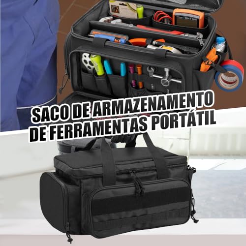 Bolsa de Ferramentas Profissional, Bolsa de Ferramentas Profissional Impermeável Compartimentos, Mochila de Ferramentas, Cintos de Ombro Ajustados Livremente
