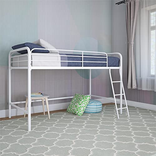 DHP Jett Junior Twin Metal Loft Bed, White Pricepulse
