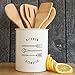 Now Designs Powder-Coated Steel Utensil Crock, Ivory, 5x6 inches