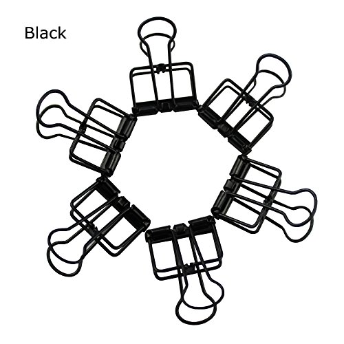 Paper Clamp 12 PCS Small Binder Clips Wire Skeleton Clips with Strong Grip for Office Documents and Bills (Black)